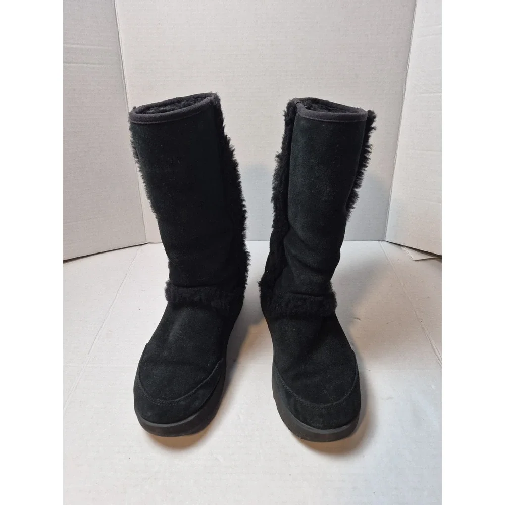 UGG 1017511 Adirondack Grandle Black Suede Sheepskin Boots Vibram Sole Women's 8
